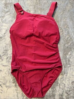 NWTS Aqua Green Deep Red/Maroon One-Piece Swimsuit Sz L